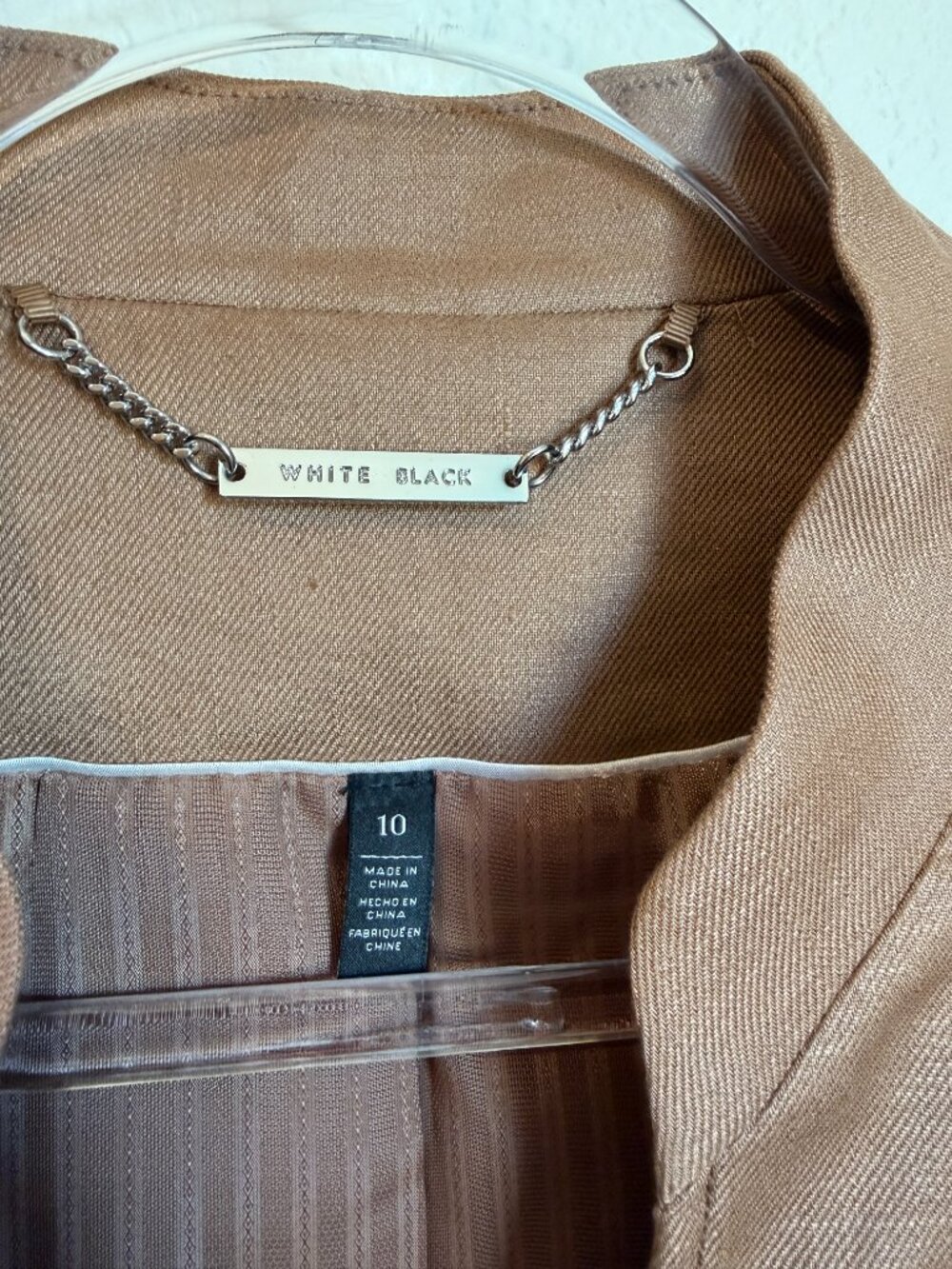 White House Black Market Linen Blend Military Blazer Copper Tan Jacket Sz 10 - Picture 5 of 9